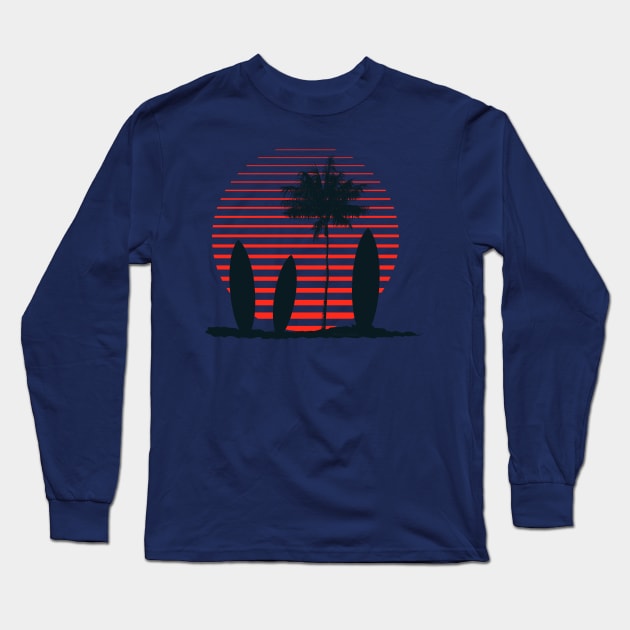 Red Sun Surfboards in the Sand Long Sleeve T-Shirt by AKdesign